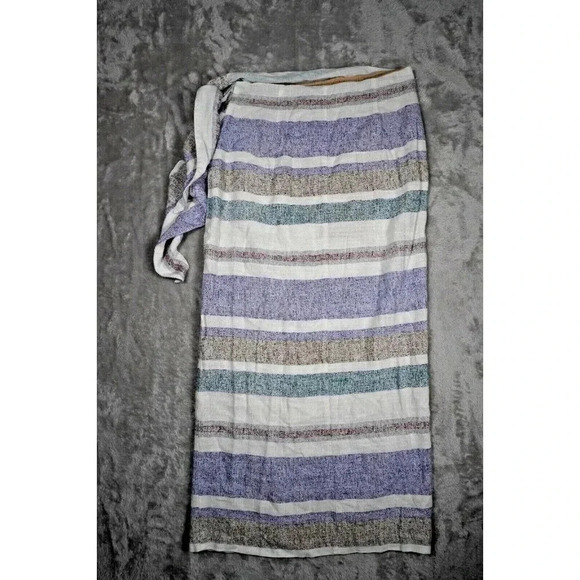ZARA Sarong Striped Wrap Skirt Tie Waist Multi-Color Boho Size M Medium - Picture 10 of 13